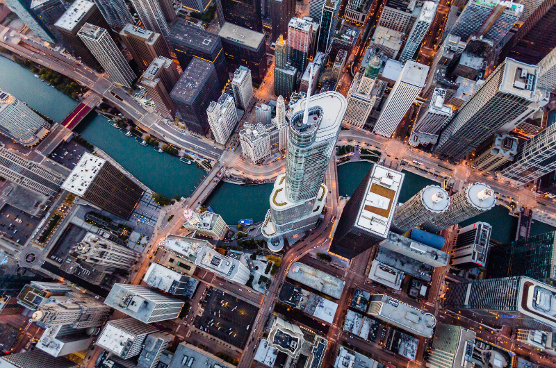 aerial view of chicago